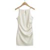 Vestido de cintura sem mangas com gola gota d'água elegante estilo francês, saia slim fit para mulheres, novo estilo chinês