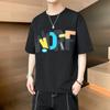 Camiseta de Manga Corta Talla Grande para Hombre Verano 2024 Casual Estilo Hong Kong Marca de Moda Hombro Caído Ins Camiseta Básica para Hombre