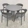 Juego de Plástico para Reuniones de Ocio al Aire Libre con Mesa Redonda Pequeña y Sillas para Balcón, Popular en Cafeterías de Té de Leche de Moda, Mesa de Comedor Simple para Uso al Aire Libre