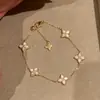 Pulsera de Trébol de Circonita y Nácar Lujo Ligero Temperamento de Gama Alta Joyería Estilo Coreano Ins Celebridad de Internet Estilo Popular Joyería al por Mayor