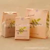 Bolsa de papel Kraft con ventana para hornear hoja verde 450g bolsa para pan de molde rebanado ventana recubierta bolsa de embalaje para pan a prueba de aceite