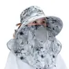 Chapéu Xale de Proteção Solar para Mulheres, Verão, Aba Larga, Máscara Facial, Proteção para o Pescoço, Chapéu de Sol Respirável Anti-UV Integrado