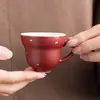 Taza maestra de cerámica con esmalte rojo y decoración dorada, taza de té kung fu para uso doméstico, taza personal para degustación de té, juego de té de una taza