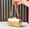 Nuevo Bolso de Noche de Textura Metálica Transfronterizo Plateado Cuero Brillante Bolso de Fiesta Cadena Bolso para Vestido Bolso de Noche Nupcial