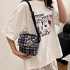 Bolso Cuadrado Pequeño de Lona a Cuadros Estilo Japonés para Mujer, Bolso de Hombro Casual de Nicho, Mochila Mini de Peluche para Niña, Bolso Cruzado Retro