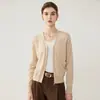Cardigã de Caxemira com Decote V 2026 Outono/Inverno Novo Estilo Feminino Cor Sólida Quente Elegante Solto Emagrecedor Casaco