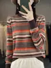 Estilo Novo Outono e Inverno Gola Alta Meia Algodão Puro Tricô Manga Longa Top Fino Versátil Jacquard de Três Cores Camisa Básica para Mulheres