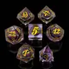 Dados de Resina de Longan Flujo Corazón Núcleo Líquido Color Longan Cthulu DND Dungeons & Dragons Juego de 7 Piezas
