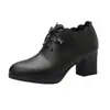 Zapatos de mujer con corte profundo y tacones gruesos, nuevo modelo otoño 2026, zapatos de cuero suave para mujeres de mediana edad, zapatos de cuero de tacón medio para mujeres de mediana edad y mayores