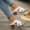 Sapatos femininos transfronteiriços europeus e americanos confortáveis de comércio exterior com fivela, sola macia, verão, tamanho grande, versátil, salto grosso, atacado tamanho grande