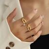 Anillo Abierto Nudo de la Suerte Trenzado Chapado en Oro de Acero Inoxidable Transfronterizo Europeo y Americano, Estilo Chic Francés, Lujo Ligero, Nicho, Versátil