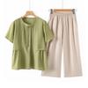 Conjunto de camiseta casual de verano para madre de mediana edad 2025 Nuevo estilo Camisa para reducir la edad de mediana edad y anciana Holgada y adelgazante