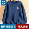 Sudadera unisex de algodón-poliéster pesada para 2026, estilo Hong Kong, sin capucha, tipo pullover, estampado trendy de Instagram, cuello redondo, manga larga
