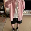 Camisa de Cuadros Suelta Estilo Callejero Color Contrastante Retro para Hombre Oversize Casual Chaqueta de Manga Larga Primavera y Otoño para Pareja