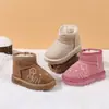 Zapatos de caminar forrados de polar para niña para otoño e invierno, zapatos de bebé estilo princesa, botines de suela blanda, nuevas botas de nieve 2025