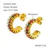 Moda Europea y Americana Elegante Accesible Lujo Geométricos en Forma de C Pendientes de Circonita para Mujer Transfronterizos Retro Chapados en Oro Real de 18K Pendientes al por Mayor