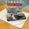 Adecuado para Funda de Teléfono iPhone 17 Pro Max, Soporte de Mariposa de Arena Movediza con Diamantes de 14 Bordes, Funda Protectora Apple 16, Pulsera 15