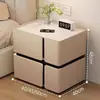 Mesita de noche inteligente, simple y moderna, multifuncional con carga inalámbrica y altavoz, gabinete de mesita de noche de madera maciza de lujo ligero para uso en el hogar del dormitorio