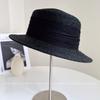 Sombrero de Rafia Tejida Ancha de Estilo Japonés de Copa Plana para Mujer, Sombrero de Paja Casual Versátil de Verano para Viajes al Aire Libre, Parasol, Moderno