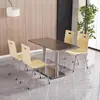 Juego de mesa y sillas para comida rápida, bar de snacks, tienda de fideos, cafetería escolar para estudiantes, comedor de empresa, comedor de fábrica, mesa y sillas de comedor de acero inoxidable