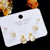 SLBABY exquisitos aretes pequeños con incrustaciones de diamantes, tres pares, aguja de plata s925, elegantes, simples, aretes múltiples
