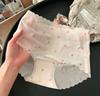 Bragas Transpirables de Seda de Hielo para Mujer con Borde Ondulado y Estampado de Fresas, Bikini Triángulo de Cintura Media, Nuevo Estilo Delgado de Verano 2024