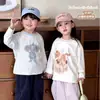 Camiseta de Manga Larga para Niños, Nuevo Estilo Coreano Otoño 2026, Camiseta Básica de Algodón Puro con Dibujos para Niños y Niñas, Cuello Redondo