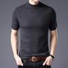 Suéter Masculino Gola Alta Curta Primavera Outono Jovem Cor Sólida Tendência Suéter Manga Curta Camiseta Suéter Camisa Base