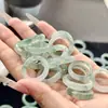 "Uva Verde Día Lluvioso" Pintura a Tinta Floral Anillo de Jade Anti-Manchas Nuevo Estilo Chino Patrón de Tinta Anillo de Personalidad Versátil