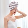 Capuz para secar cabelo em fleece de coral, toalha de cabelo absorvente e de secagem rápida para mulheres, lenço de cabeça, touca listrada para secar cabelo para adultos, atacado