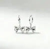 Brincos de Argola com Laço em Prata 925 Estilo Levemente Luxuoso Modernos Simples Toque de Alto Padrão Cor Duradoura Toque de Alto Padrão