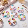 Plato Redondo de 12 Compartimentos Adornos de Flores de Arcilla Suave para Manualidades Frutas Flor de Ciruelo Animales Pastel Piezas de Arcilla Suave Lazo de Dibujos Animados para Manualidades