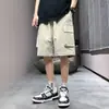 Shorts de Trabajo de Verano para Hombre Estilo Nuevo Seda Helada Frescos Bolsillo Grande Casual Pantalones Rectos Modernos Versátiles Shorts de Cinco Puntos