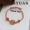 Pulsera Original de Moda Versátil de Hilo Rojo Trenzado Esmaltado de Colores con un Toque de Lujo Ligero y Alta Gama, Joyería de Nuevo Estilo Chino para Mujeres