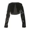 Transfronterizo Otoño e Invierno 2026 Nuevo Estilo Europeo y Americano de Comercio Exterior Personalidad Chica Picante Ajustado Corto Cuello Redondo Color Sólido Top Chaqueta