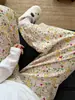 Pantalones casuales holgados de algodón puro con estampado floral, gasa de doble capa Clase A, estampado de dibujos animados 100% algodón, suaves y cómodos