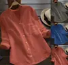 2022 venta caliente tops para mujer nuevo algodón lino color sólido manga larga talla grande casual holgado camisa