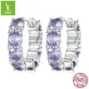 Conjunto de joias de brinco de zircônia roxa requintada charm original de prata brincos de prata s925 elegantes de luxo atacado