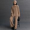 Suéter de Cachemira para Mujer Cuello Redondo Trenzado Holgado Casual Simple Versátil Tejido de Cachemira Otoño e Invierno Nuevo Estilo Perezoso Tejido