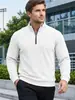 Suéter de punto para hombre Amazon transfronterizo con patrón jacquard texturizado, sudadera casual de manga larga con cuello Henley de media cremallera Otoño/Invierno