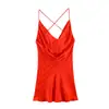 Comercio Exterior 2026 Primavera Nuevo Estilo Europeo y Americano Moda para Mujer Vestido Sexy con Textura de Satén 2180378