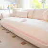 Almofada de sofá de chenille rosa estilo Ins, almofada de assento universal para todas as estações, toque de alta qualidade, tecido de capa antiderrapante para sala de estar de outono e inverno