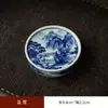 Jingdezhen Color Bajo Esmalte Azul y Blanco Vintage Diseño de Paisaje Gaiwan Taza de Té Kung Fu Juego de Té Cerámica Vajilla de Té Bandeja de Secado en Seco