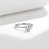 Anel Clássico de Prata Esterlina S925 com Seis Garras Totalmente de Moissanita Leve Luxo Simples Anel de Noivado com Aliança Lisa Fabricante Fornecimento Direto Atacado
