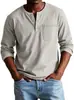 Camiseta Masculina de Manga Longa com Gola Redonda para Outono e Inverno - Pulôver Respirável Slim Casual Camiseta Básica de Manga Longa - Top