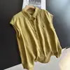 2026 Novo Estilo Cardigan de Linho Soltinho Emagrecedor Sem Mangas Blusa Camiseta Elegante Rejuvenescedora para Mulheres Atacado H16Et8333