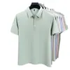 Nueva camisa polo de manga corta de verano para hombre, top casual versátil de moda, camisa de seda helada sin costuras de color liso ajustada para negocios