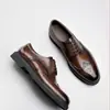 Zapatos de Cuero Brogue para Hombre, Zapatos Formales de Cuero Británicos, Zapatos de Boda para Hombre, Zapatos Casual de Negocios con Suela Gruesa para Hombre, Modernos