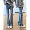 Jeans de Talla Grande Bootcut con Abertura para Mujer Primavera y Otoño 2025 Gorditas mm Rectos Sueltos Cintura Alta Efecto Adelgazante Pantalones Acampanados Elásticos