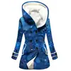Casaco Trench Coat Feminino 2023 Novo, Quente para o Inverno, Estilo Europeu e Americano, Patchwork Colorido, Com Capuz, Venda Quente Transfronteiriça, Atacado